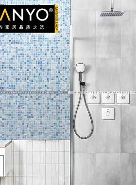 青花瓷蓝色金线玻璃马赛克 浴室 电视背景墙装饰砖淋浴间墙面瓷砖