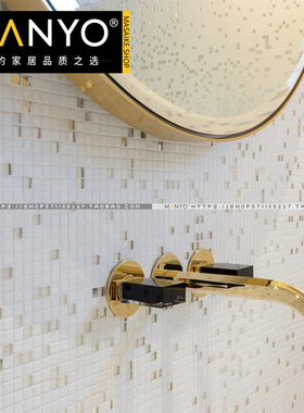 白色银色镜面混搭简约现代洗手间浴室玻璃装饰马赛克背景墙10MM