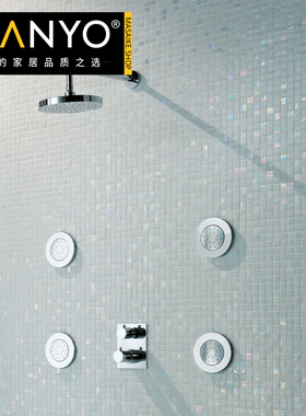 白色七彩混拼时尚浴室卫生间阳台玻璃马赛克瓷砖背景墙幻彩墙砖