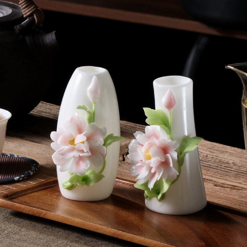 家居摆件装饰品纯手工花瓶手捏陶瓷花冰种玉瓷中式客厅插花摆设,家居饰品,装饰摆件,淘宝优惠券,粉丝福利购,淘宝优惠卷