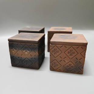 禅意香炉陶瓷四方香灰盒倭寇香薰炉家用带盖香插底座檀香沉香茶仓