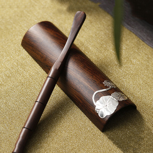 茶道六君子零配件黑檀木茶则套装分茶勺取茶匙茶荷醒茶器泡茶工具