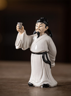 创意树脂古代人物李白茶