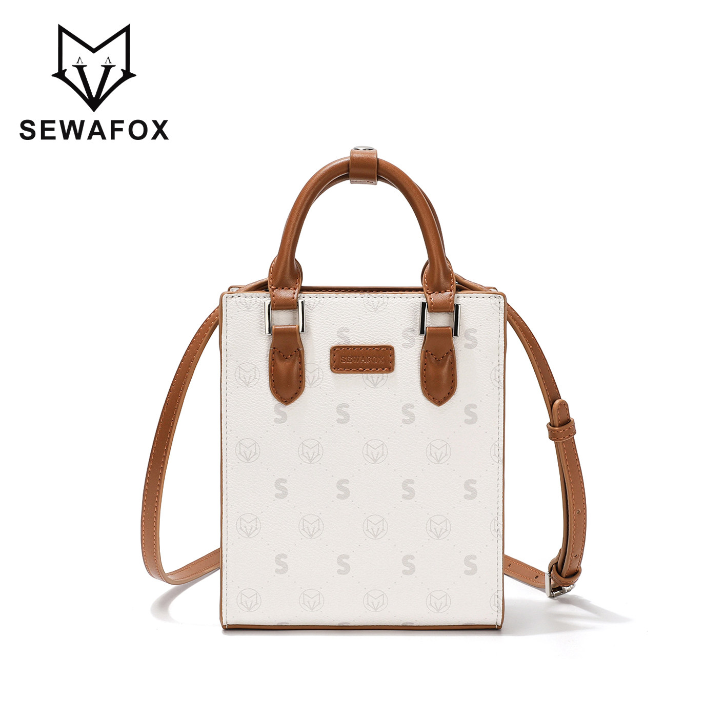 SEWAFOX 新款迷你单肩斜挎包女士小型通勤托特包女老花琴谱手提包