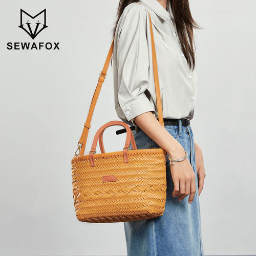 SEWAFOX/塞瓦狐皮质编织手提包