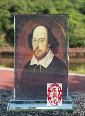 世界名人威廉·莎士比亚画像水晶玻璃摆件桌面工艺品装饰摆台创意