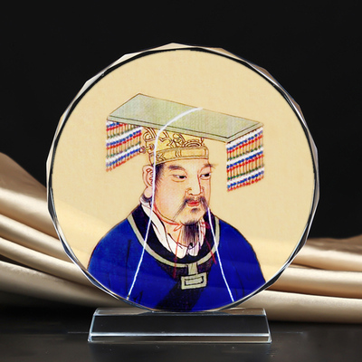 古代皇帝周武王姬发画像水晶摆件