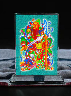 武财神关公关羽伽蓝菩萨水晶摆件