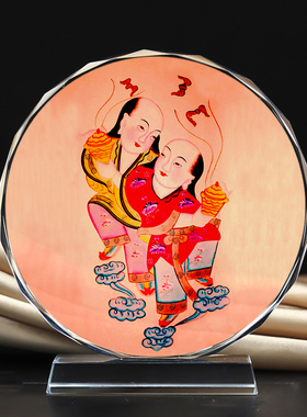 寒山拾得和佛二圣吉祥水晶摆件