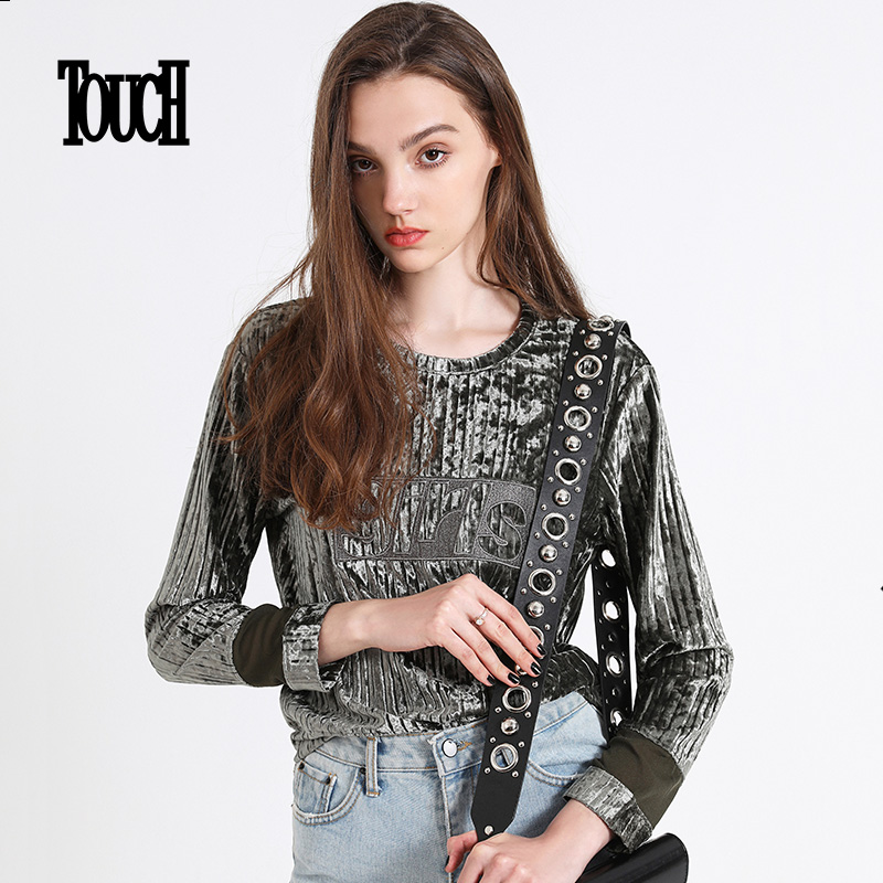 TOUCHÅ®×°2018Ç^пîÐÝÏаٴî¿íËÉÔ²ÁìÉÏÒ½ðË¿ÈÞ×Öĸ³¤ÐäTÐôÅ®