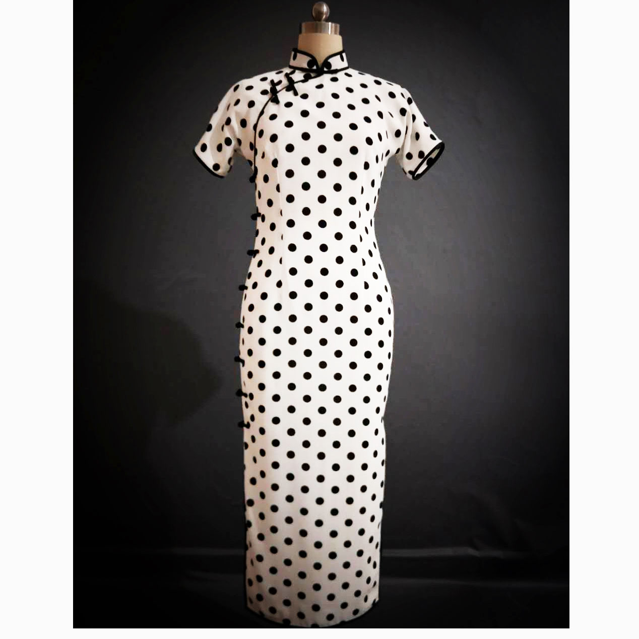 Summer elite shiffon retro long cheongsam, with short sleeve