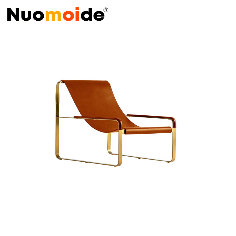 诺曼邸设计师家具真皮金属电镀躺椅Chaise Longue住宅/商业休闲椅