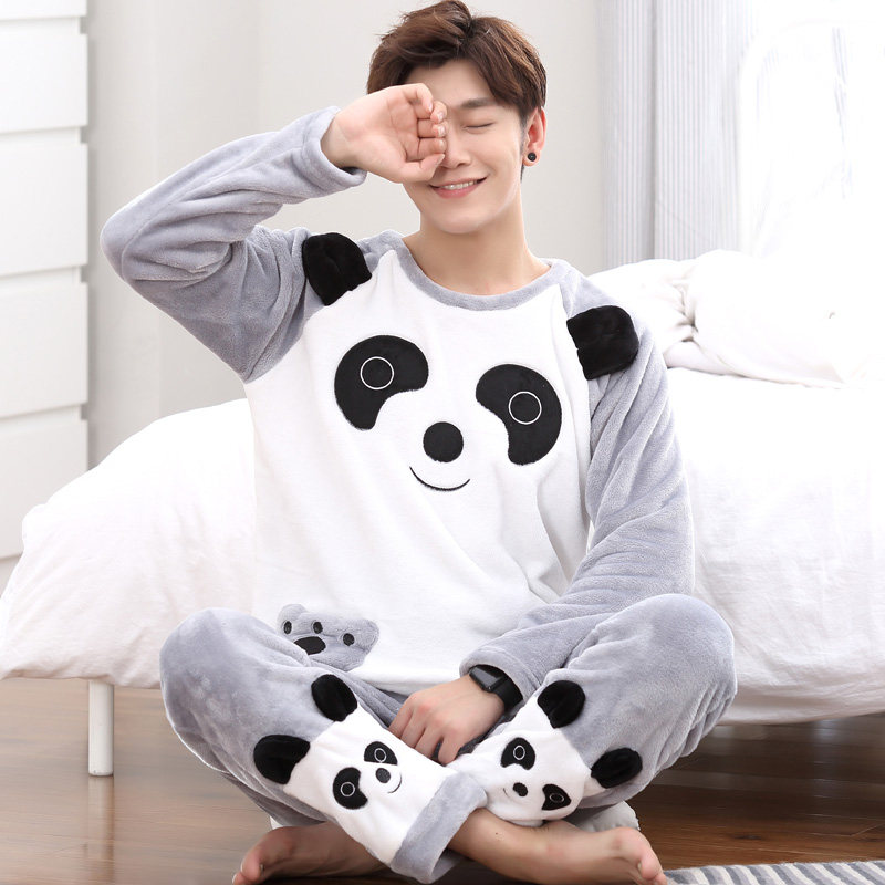 青少年睡衣冬男珊瑚绒加厚学生秋冬款卡通初中生法兰绒家居服男孩