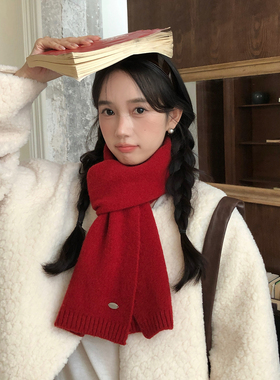 糯叽叽~马年新年红色围巾女冬季2025新款柔软保暖针织毛线围脖男