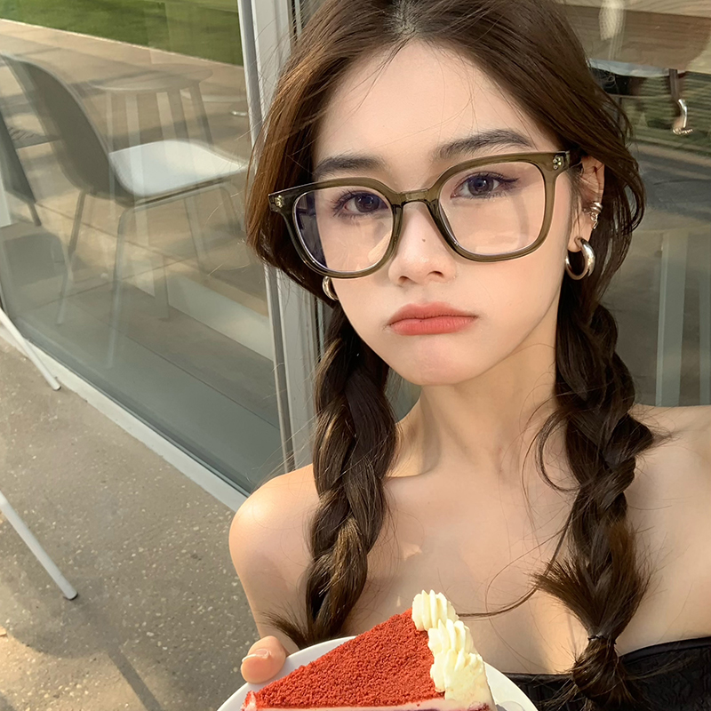 西本素颜百搭框架眼镜女防蓝光平光镜韩版网红护眼大脸显瘦眼镜架