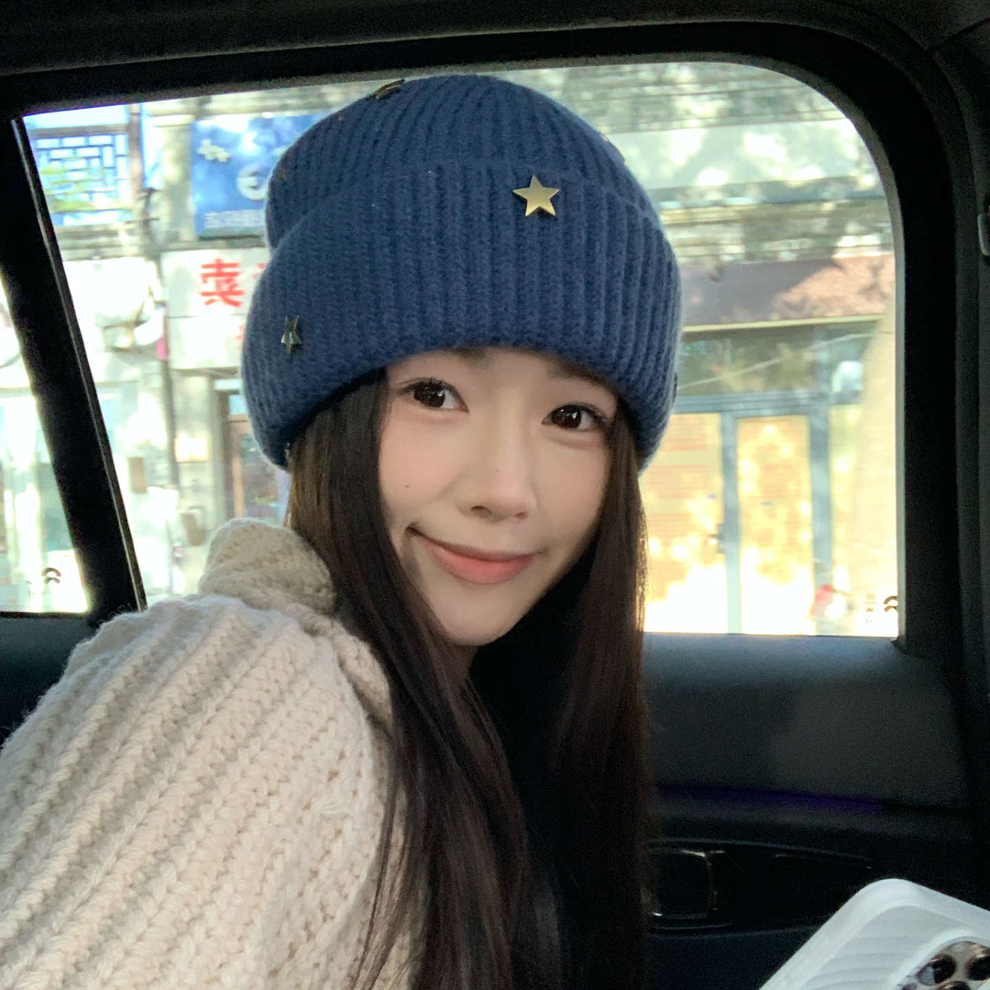 可爱小众立体星星针织毛线帽女冬