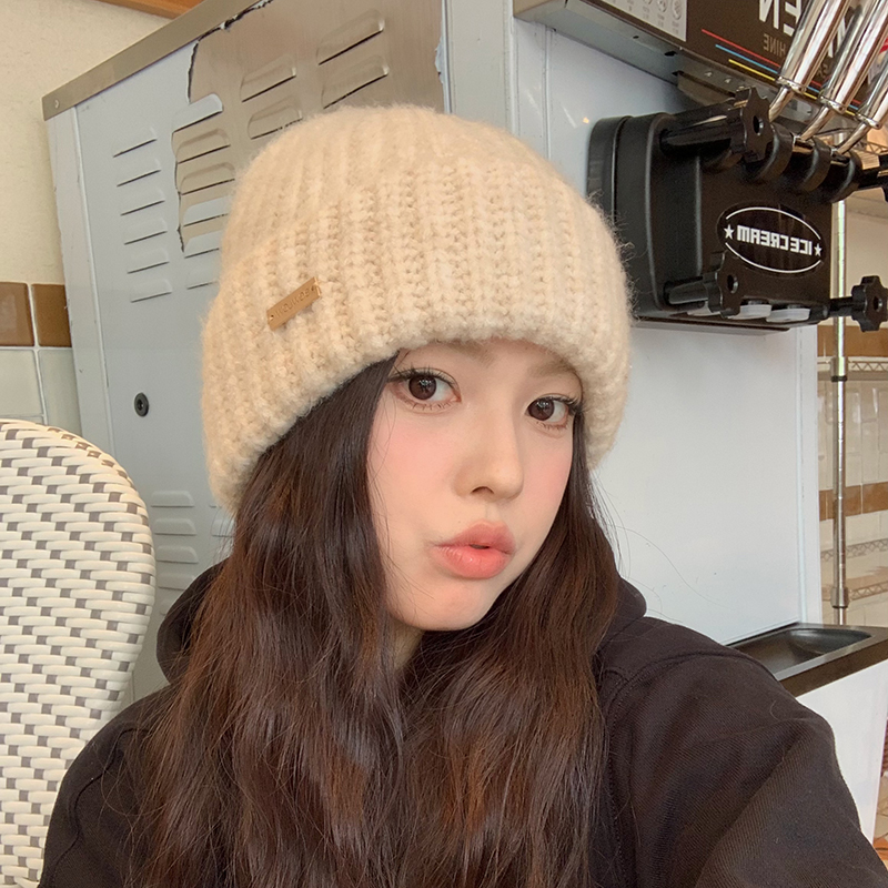 日系百搭情侣针织帽秋冬大头围