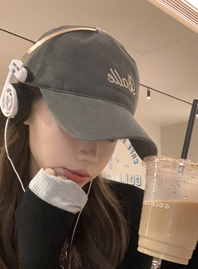 做旧复古灰色棒球帽子女秋冬磨毛大头围鸭舌帽男深顶宽帽檐显脸小