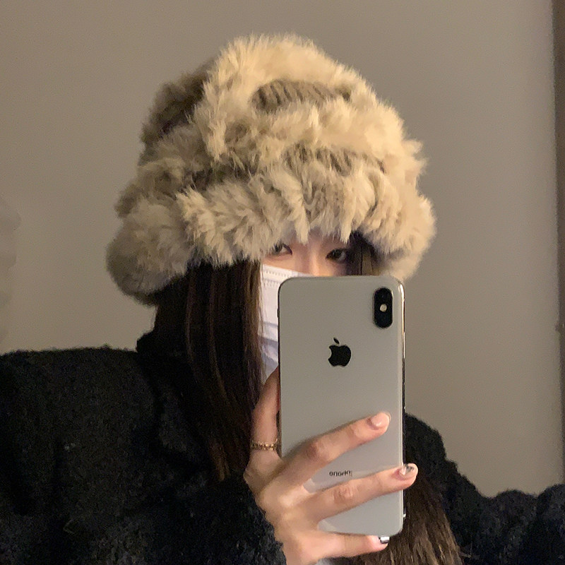 西本大头围毛线帽子女秋冬真兔毛针织帽显脸小保暖护耳皮草醒狮帽,服饰配件/皮带/帽子/围巾,帽子,淘宝优惠券,粉丝福利购,淘宝优惠卷