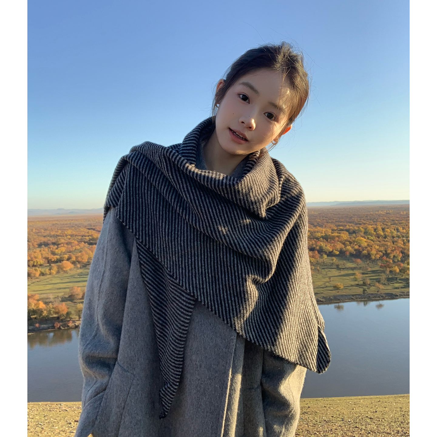 加大尺寸三角披肩100%纯羊毛围巾