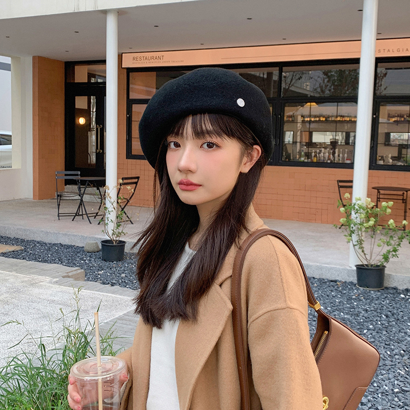 秋冬帽子贝雷帽凹造型韩版女加大