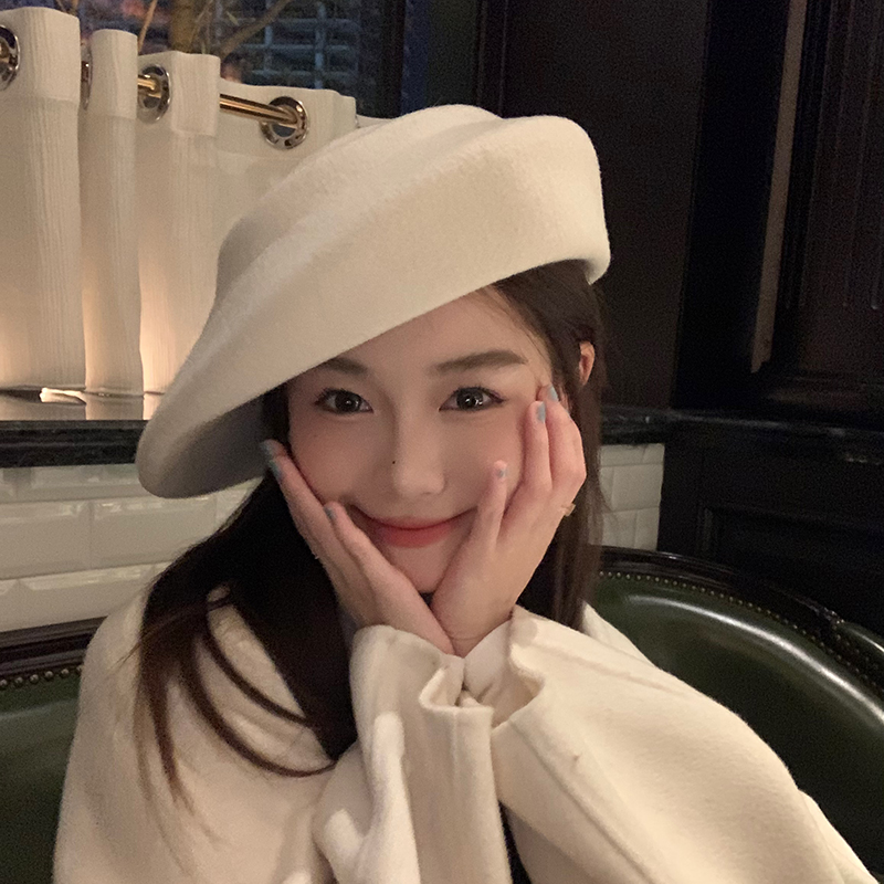 小众时尚羊毛贝雷帽女冬季空姐帽