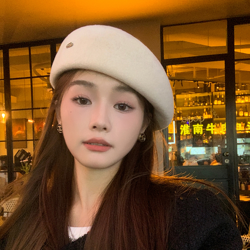 韩系女秋冬羊毛贝雷帽