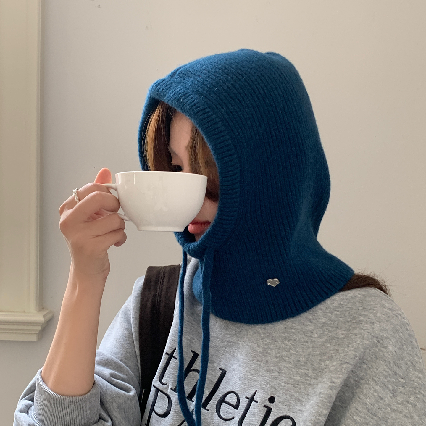 重磅定制~100%纯羊毛针织帽子女冬季保暖巴拉克拉法帽防风毛线帽