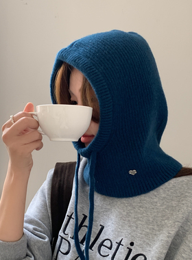 重磅定制~100%纯羊毛针织帽子女冬季保暖巴拉克拉法帽防风毛线帽