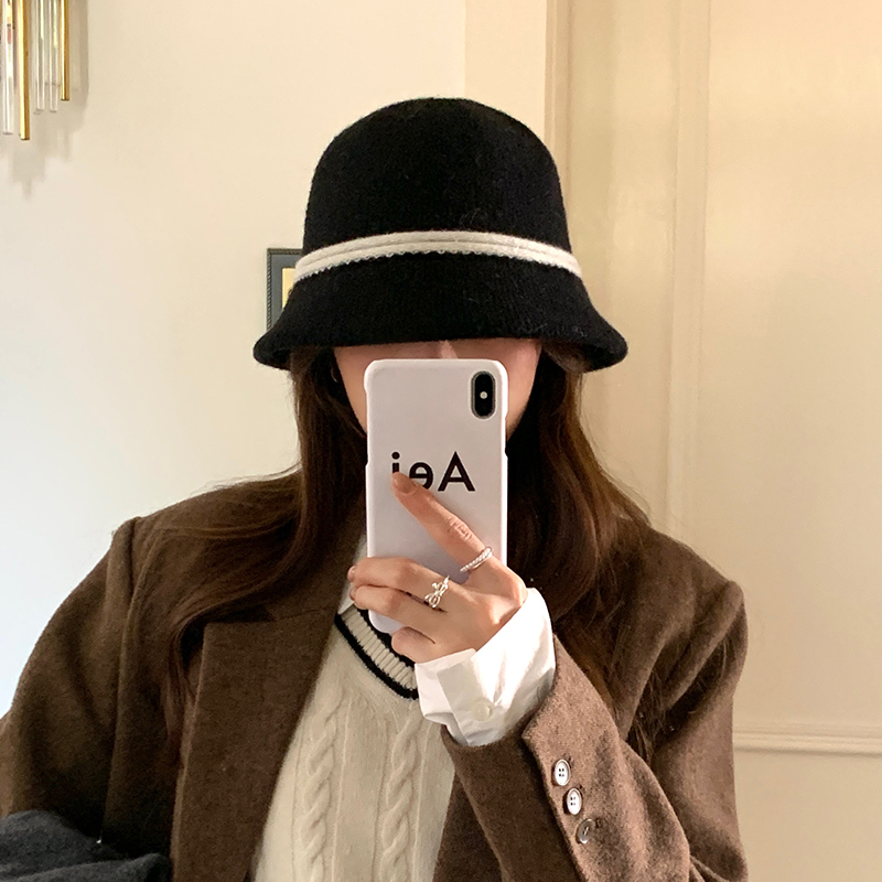 韩版ins宽檐渔夫帽女冬季小礼帽