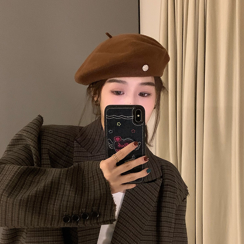 澳洲羊毛贝雷帽棕色帽子女大头围秋冬新款画家帽2025爆款显脸小男,服饰配件/皮带/帽子/围巾,帽子,淘宝优惠券,粉丝福利购,淘宝优惠卷