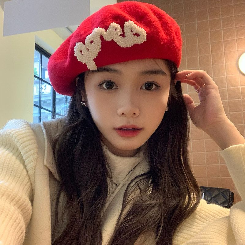 西本新年红色帽子女秋冬英伦复古羊毛呢贝雷帽女时尚画家帽显脸小,服饰配件/皮带/帽子/围巾,帽子,淘宝优惠券,粉丝福利购,淘宝优惠卷