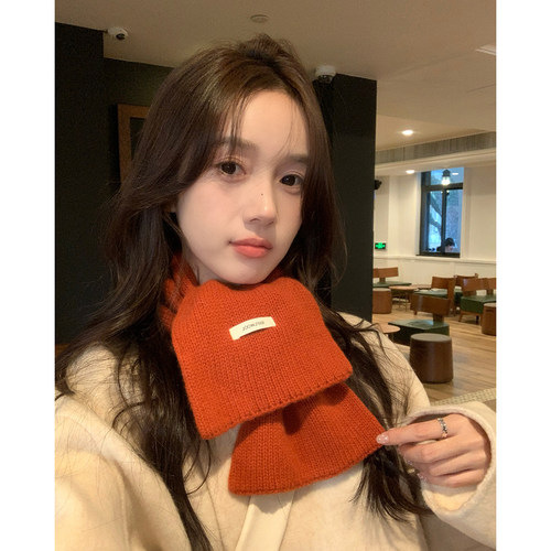 100%绵羊毛短款针织小围巾女围脖