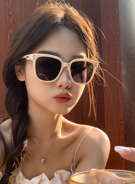 白色大框偏光墨镜女高级感2025新款大脸显瘦太阳眼镜网红防紫外线