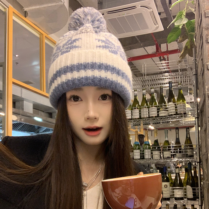 费尔岛针织帽女秋冬加厚毛线帽