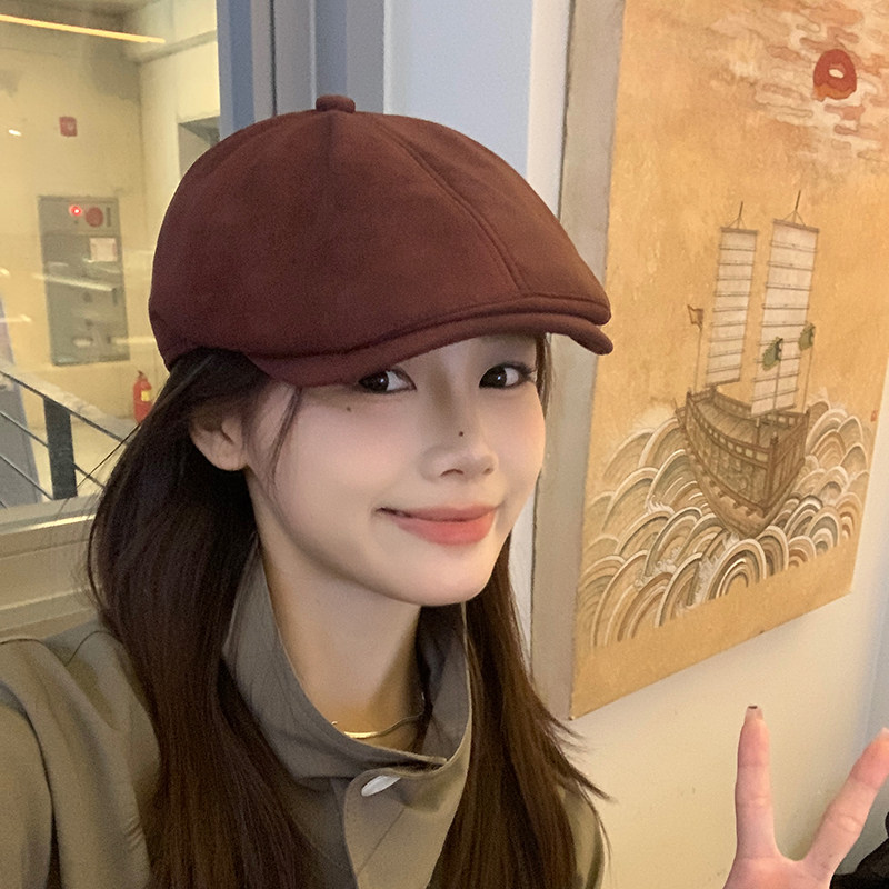 安可拉红日系前进帽麂皮绒复古贝雷帽子女秋冬画家帽英伦工体帽男,服饰配件/皮带/帽子/围巾,帽子,淘宝优惠券,粉丝福利购,淘宝优惠卷