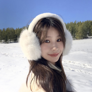 耳罩女防寒耳套耳暖 仿狐狸毛白色耳包大号毛绒耳捂子保暖防冻冬季