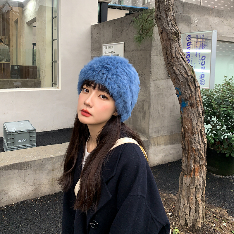 网红韩版帽子女加厚保暖真兔毛
