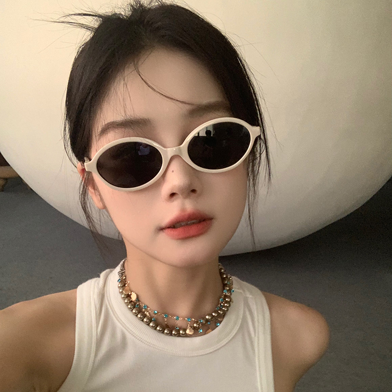 小众miu风椭圆防晒太阳镜女