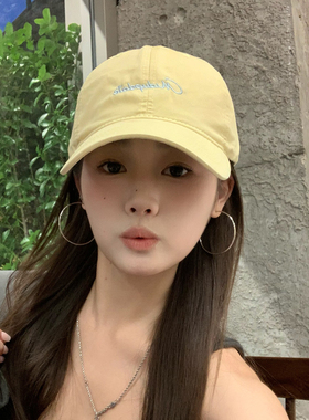 甜美可爱奶黄色棒球帽子女夏季深顶宽帽檐防晒鸭舌帽男百搭遮阳帽