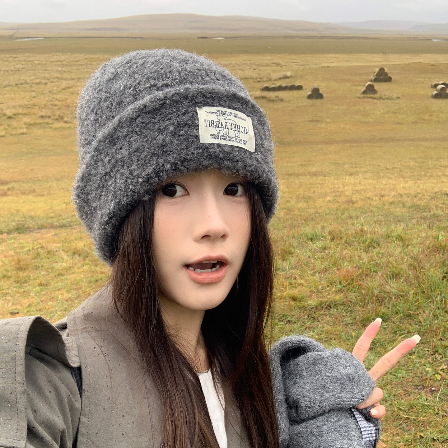 高级灰色保暖针织帽女冬季冷帽男