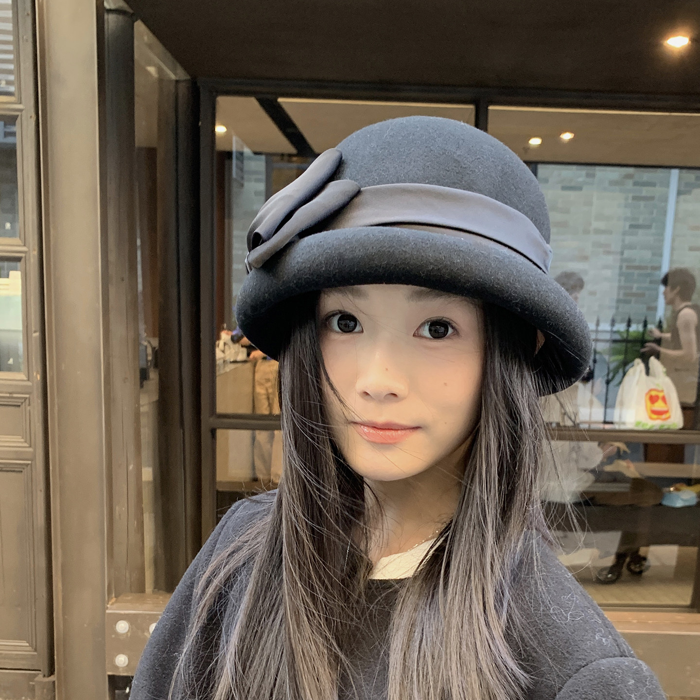 法式缎带蝴蝶结羊毛小礼帽女秋冬优雅卷边盆帽气质赫本风渔夫帽子