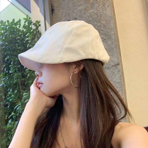 日系文艺棉麻白色前进帽子女夏季