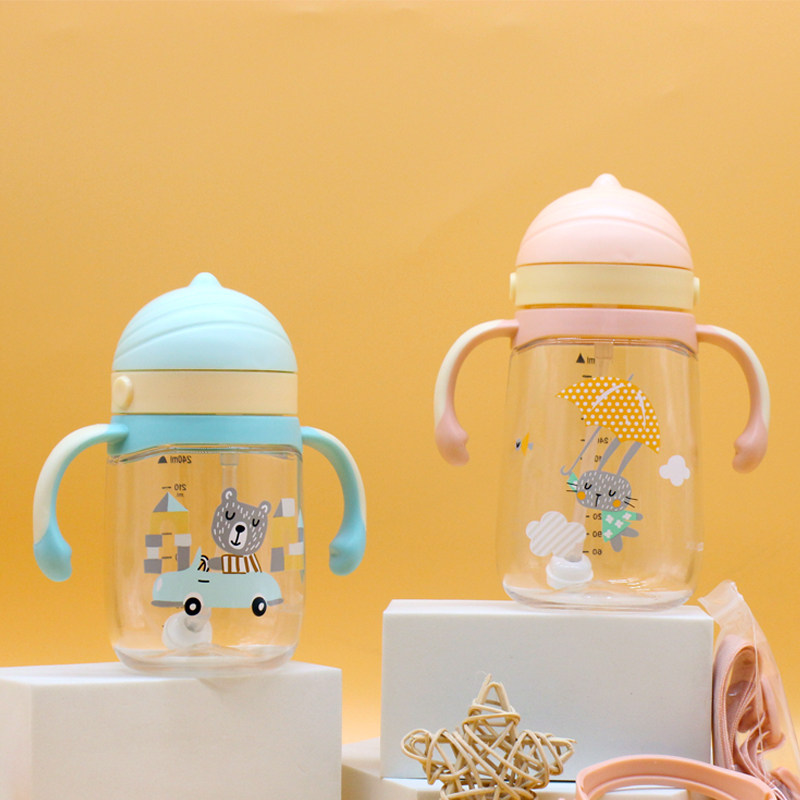 乐扣乐扣儿童吸管杯防漏便携水壶卡通塑料手柄杯子男女宝宝学饮杯