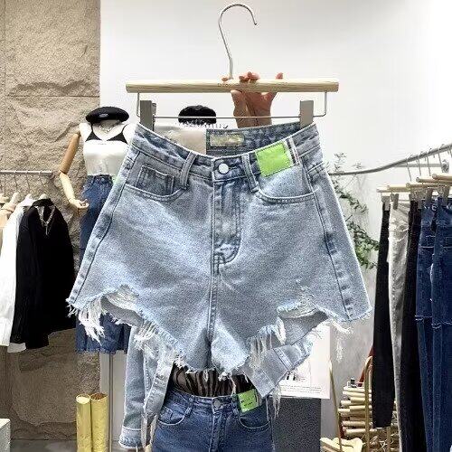 大码破洞牛仔短裤女夏新款
