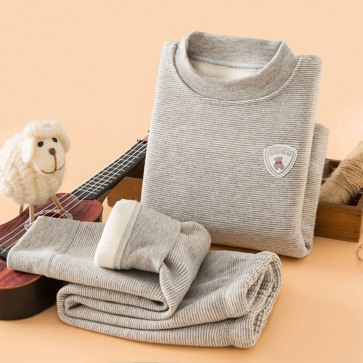 秋冬奥粒绒儿童保暖内衣套装加绒打底无骨家居服男童女童秋衣秋裤