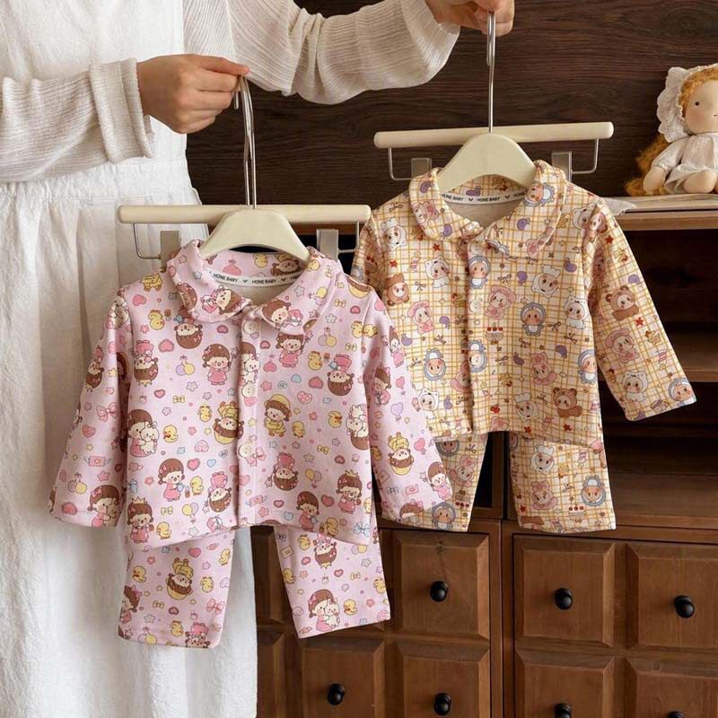 2026秋冬儿童家居服中小童睡衣套装男女童宝宝卡通印花开衫两件套