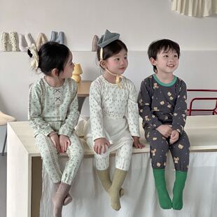 春秋儿童内衣套装无骨莱卡长裤长袖男童女童宝宝秋衣秋裤家居服