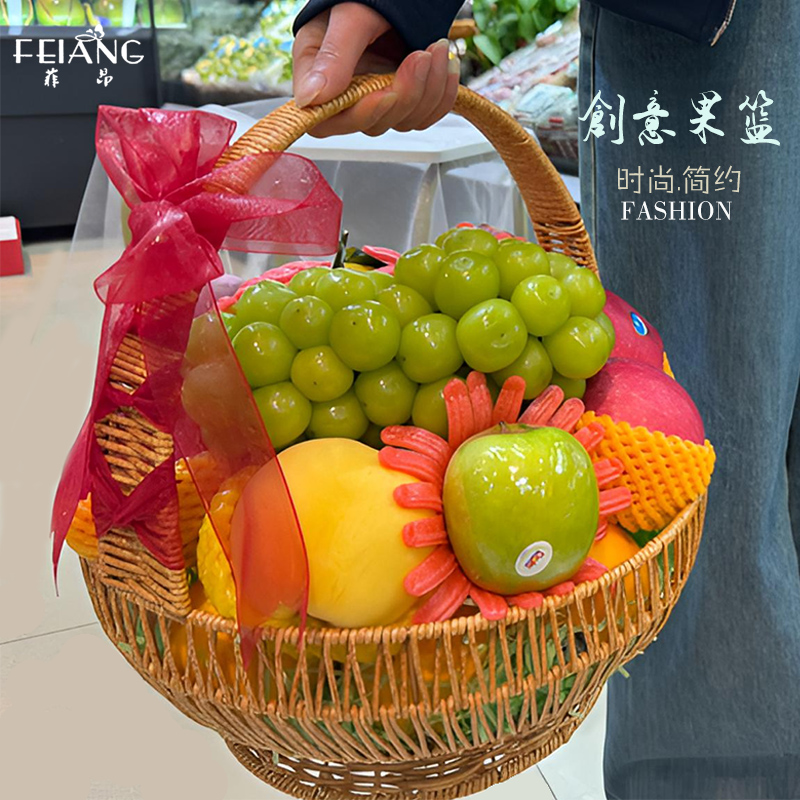 纯手工编织户外野餐篮子