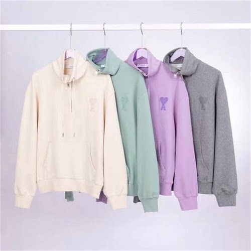 ami秋冬A字爱心半刺绣拉链肖战同款卫衣宽松长袖男女情侣国内代购